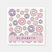 Roze Donuts, Paarse Donuts, Sprinkles, Jouw naam Servet (Voorkant)