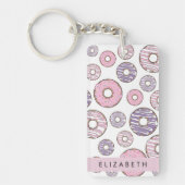 Roze Donuts, Paarse Donuts, Sprinkles, Jouw naam Sleutelhanger (Voorkant)