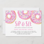 Roze Donuts Sprinkles Baby shower Sip and See Kaart (Voorkant)