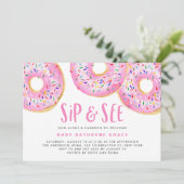 Roze Donuts Sprinkles Baby shower Sip and See Kaart (Staand voorkant)
