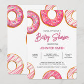 Roze Donuts Sprinkles Meisje Baby shower Kaart (Voorkant / Achterkant)