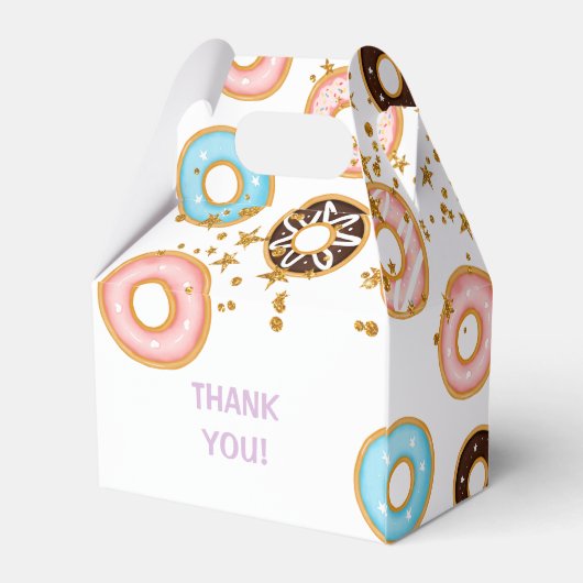 Roze Donuts Twee zoete tweede verjaardag Bedankdoosjes (Achterkant)