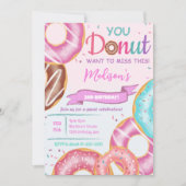 Roze Donuts Verjaardag Uitnodiging (Voorkant)