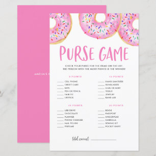 Roze Donuts wat er in je paarse Baby shower game z