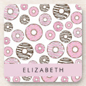 Roze Donuts, Witte Donuts, Sprinkles, Jouw naam Bier Onderzetter (Voorkant)