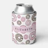 Roze Donuts, Witte Donuts, Sprinkles, Jouw naam Blikjeskoeler (Blikje Voorkant)