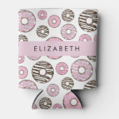 Roze Donuts, Witte Donuts, Sprinkles, Jouw naam Blikjeskoeler (Voorkant)