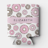 Roze Donuts, Witte Donuts, Sprinkles, Jouw naam Blikjeskoeler (Achterkant)