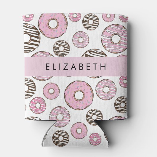 Roze Donuts, Witte Donuts, Sprinkles, Jouw naam Blikjeskoeler (Achterkant)