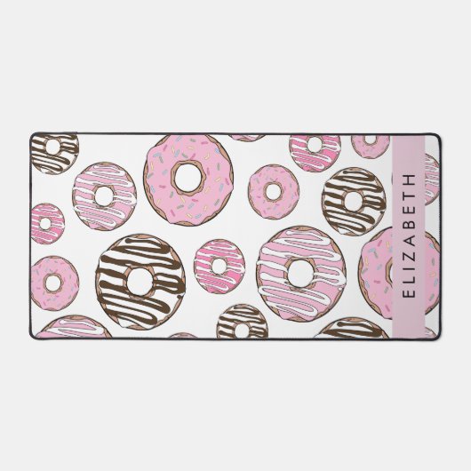 Roze Donuts, Witte Donuts, Sprinkles, Jouw naam Bureaumat (Voorkant)