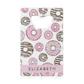 Roze Donuts, Witte Donuts, Sprinkles, Jouw naam Creditkaart Flessenopener (Achterkant)