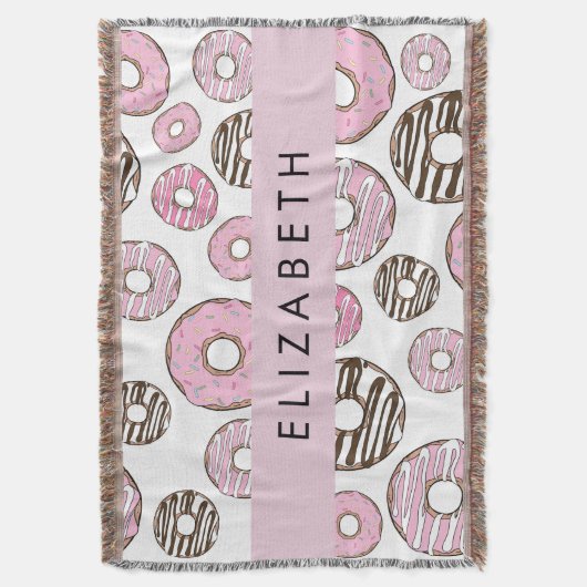 Roze Donuts, Witte Donuts, Sprinkles, Jouw naam Deken (Voorkant Verticaal)