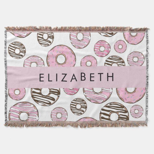 Roze Donuts, Witte Donuts, Sprinkles, Jouw naam Deken (Voorkant)