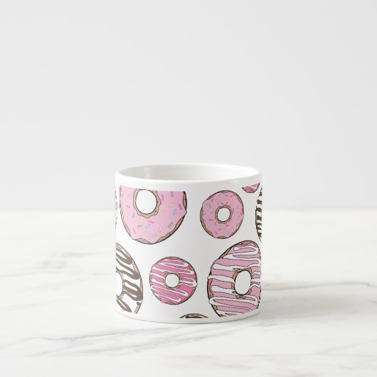 Roze Donuts, Witte Donuts, Sprinkles, Jouw naam Espresso Kop (Voorkant)