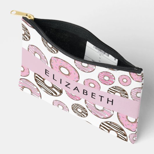 Roze Donuts, Witte Donuts, Sprinkles, Jouw naam Etui (Open)