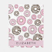 Roze Donuts, Witte Donuts, Sprinkles, Jouw naam Fleece Deken (Voorkant)