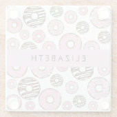 Roze Donuts, Witte Donuts, Sprinkles, Jouw naam Glazen Onderzetter (Achterkant)