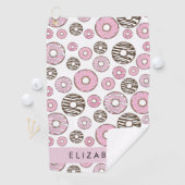 Roze Donuts, Witte Donuts, Sprinkles, Jouw naam Golfhanddoek (Insitu)