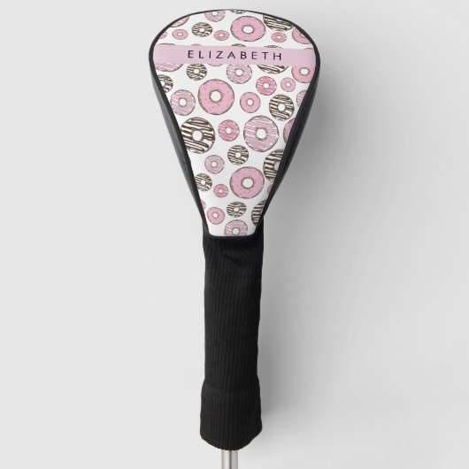 Roze Donuts, Witte Donuts, Sprinkles, Jouw naam Golfheadcover (Voorkant)