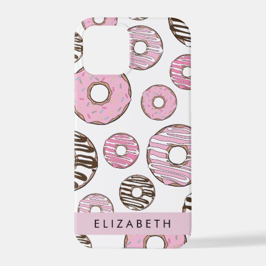 Roze Donuts, Witte Donuts, Sprinkles, Jouw naam iPhone Hoesje (Achterkant)