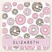 Roze Donuts, Witte Donuts, Sprinkles, Jouw naam Kartonnen Onderzetters (Voorkant)
