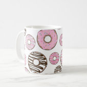 Roze Donuts, Witte Donuts, Sprinkles, Jouw naam Koffiemok (Voorkant links)