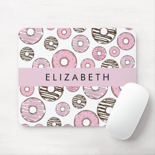 Roze Donuts, Witte Donuts, Sprinkles, Jouw naam Muismat (Met muis)