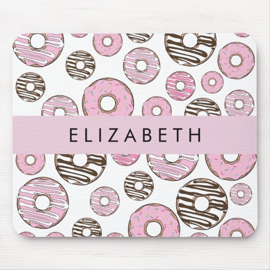 Roze Donuts, Witte Donuts, Sprinkles, Jouw naam Muismat (Voorkant)