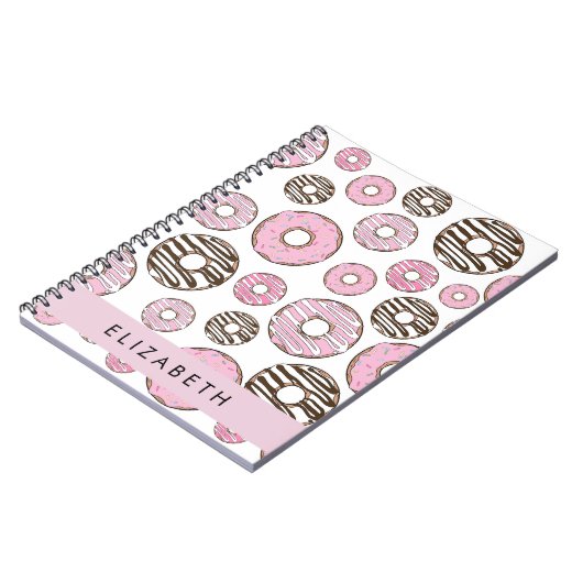 Roze Donuts, Witte Donuts, Sprinkles, Jouw naam Notitieboek (Linkerzijde)
