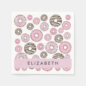 Roze Donuts, Witte Donuts, Sprinkles, Jouw naam Servet (Voorkant)