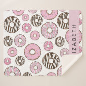 Roze Donuts, Witte Donuts, Sprinkles, Jouw naam Sherpa Deken (Voorkant (horizontaal))