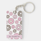 Roze Donuts, Witte Donuts, Sprinkles, Jouw naam Sleutelhanger (achterkant)