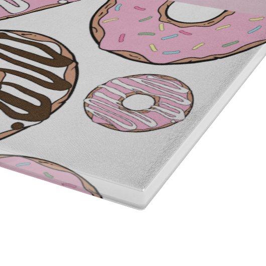 Roze Donuts, Witte Donuts, Sprinkles, Jouw naam Snijplank (Hoek)