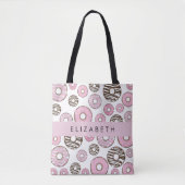 Roze Donuts, Witte Donuts, Sprinkles, Jouw naam Tote Bag (Voorkant)