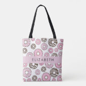 Roze Donuts, Witte Donuts, Sprinkles, Jouw naam Tote Bag (Achterkant)