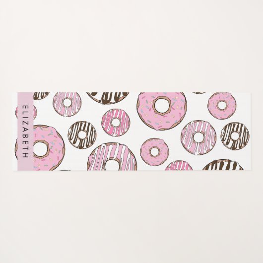 Roze Donuts, Witte Donuts, Sprinkles, Jouw naam Yogamat (Achterkant (horizontaal))