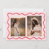 Roze Doodle Afstuderen Dank u kaart 3 Foto Wavy (Achterkant)