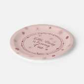 Roze Doodle Bloemen 1e Verjaardag Papieren Bordje (Gekanteld)