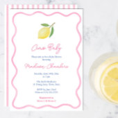 Roze Doodle Border Lemon Baby Meisje Douche Kaart