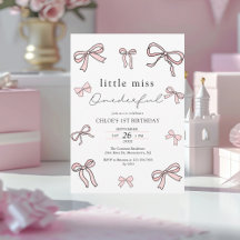 Roze Doodle Bow Baby Meisje 1e Verjaardag