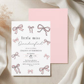 Roze Doodle Bow Baby Meisje 1e Verjaardag Kaart