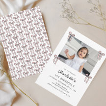 Roze Doodle Bow Baby Meisje 1e Verjaardag