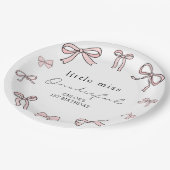 Roze Doodle Bow Baby Meisje 1e Verjaardag Papieren Bordje (Gekanteld)