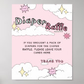 Roze Doodle Cloud Nine Luier Raffle Poster (Voorkant)