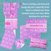 Roze Doodle Dog Lavendel gepersonaliseerd Bad Handdoek