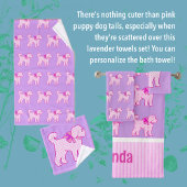 Roze Doodle Dog Lavendel gepersonaliseerd Bad Handdoek