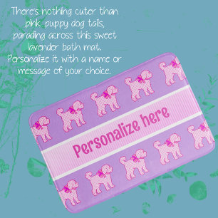 Roze Doodle Dog Lavendel gepersonaliseerd Badmat