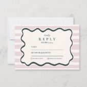 Roze Doodle Golvende Frame Bruiloft RSVP Kaartje (Voorkant)