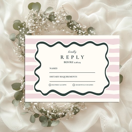 Roze Doodle Golvende Frame Bruiloft RSVP Kaartje