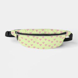 Roze doodle lines harten op groen heuptasje